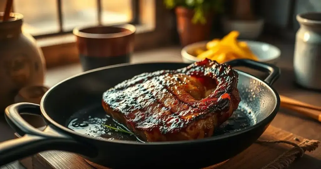 bisteca de porco na frigideira