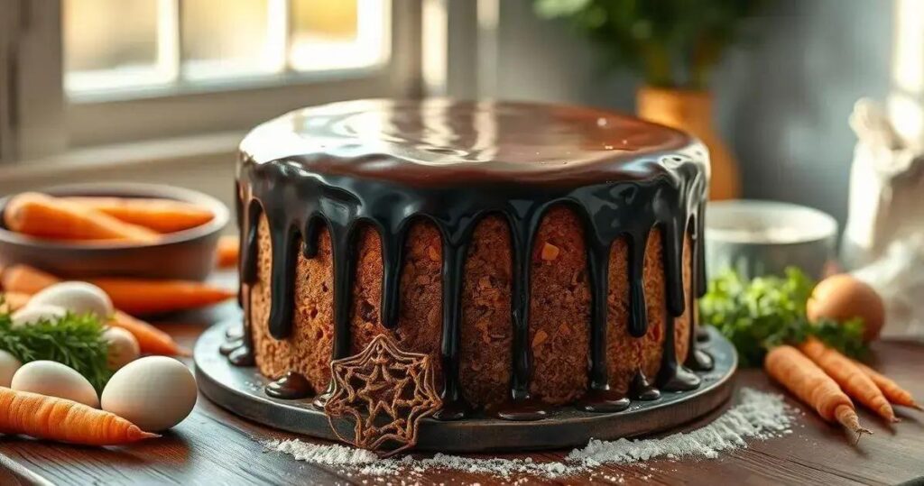 bolo de cenoura com cobertura de chocolate