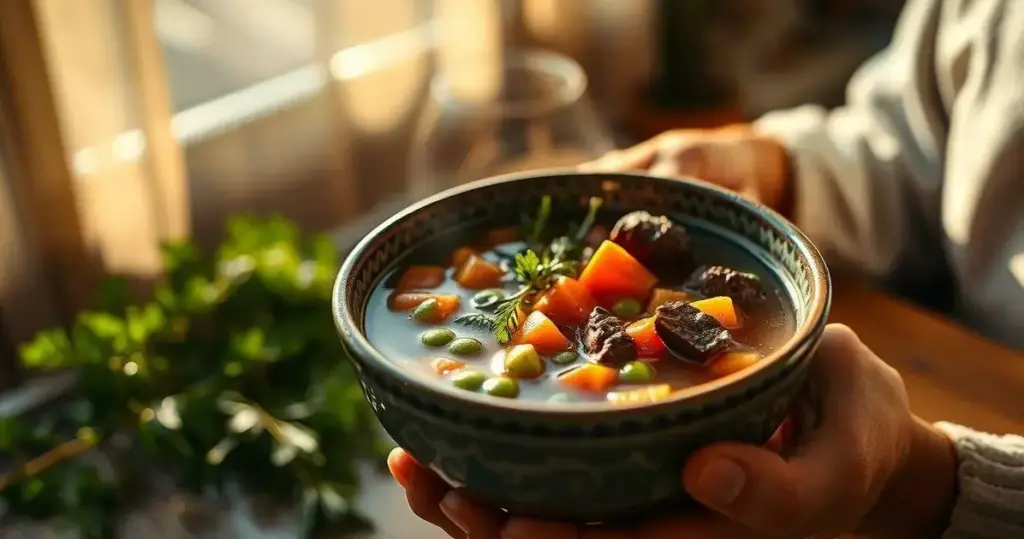 caldo de carne com legumes
