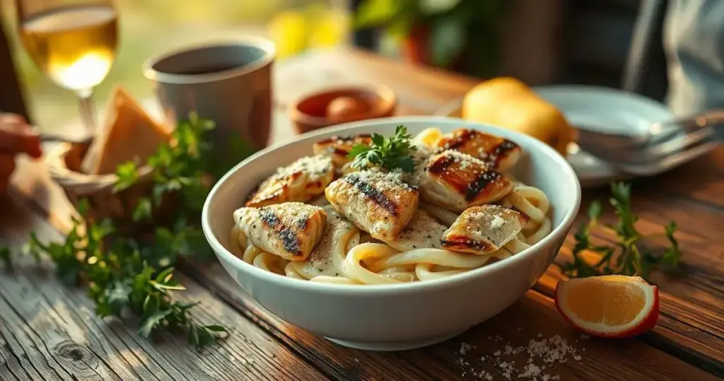molho alfredo com frango