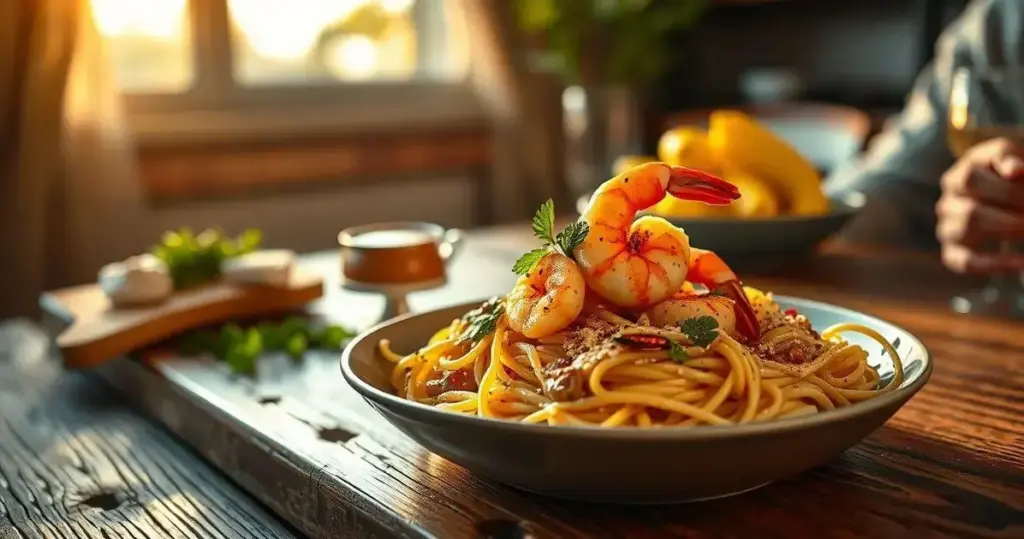 receita de massa com camarão