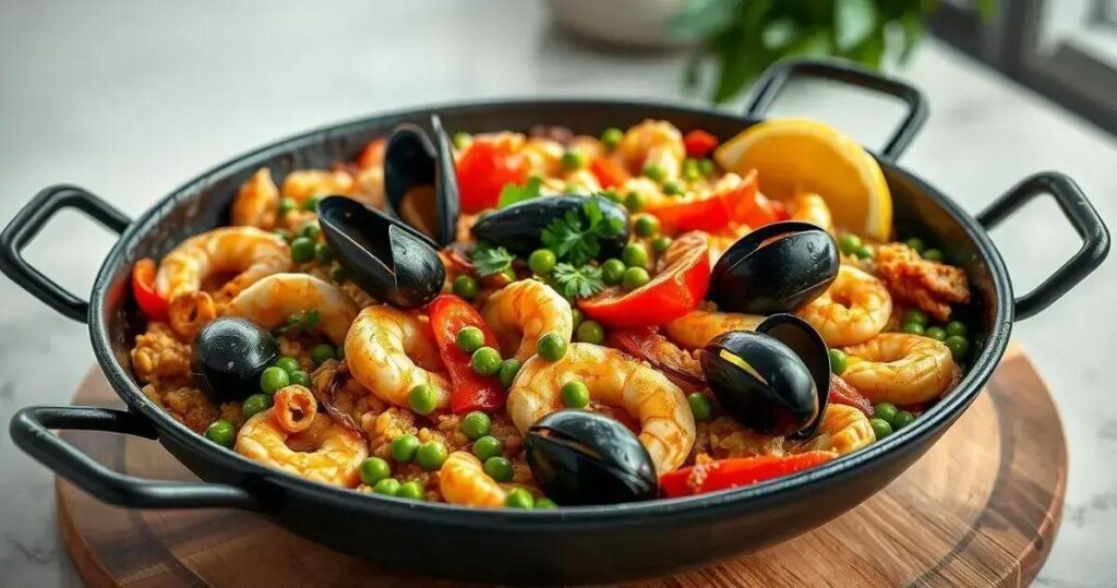 receita de paella de frutos do mar