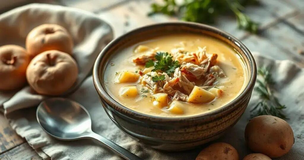 receita de sopa de batata com frango