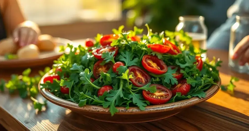 salada de rúcula com tomate seco