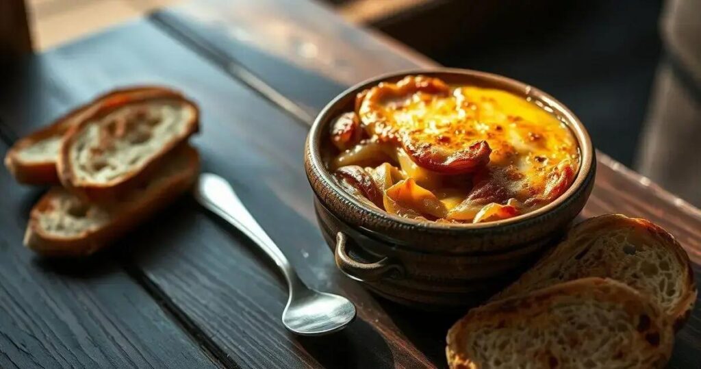 sopa de cebola gratinada