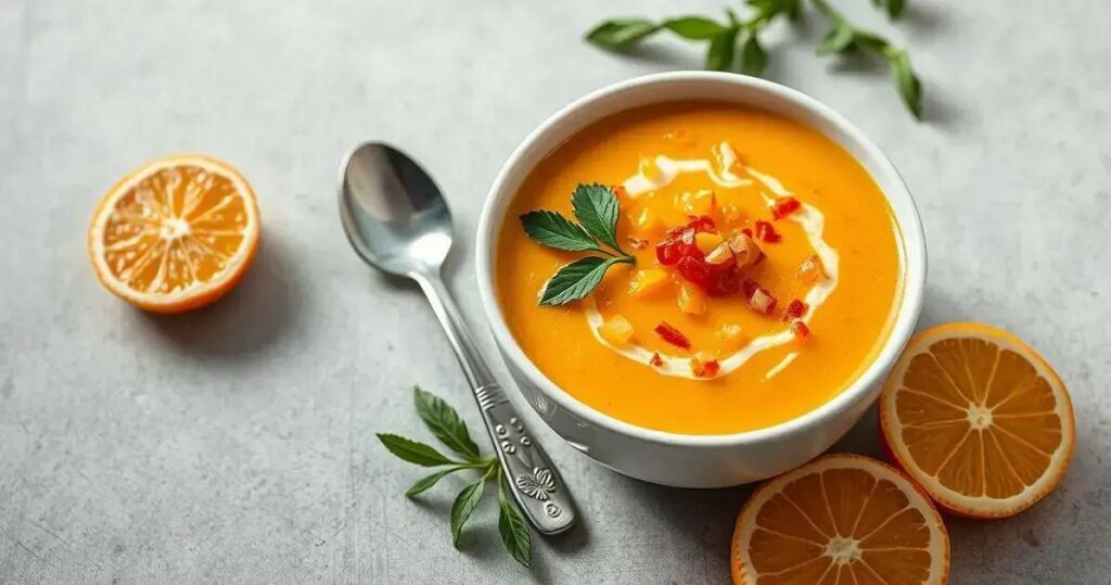 sopa de cenoura com laranja