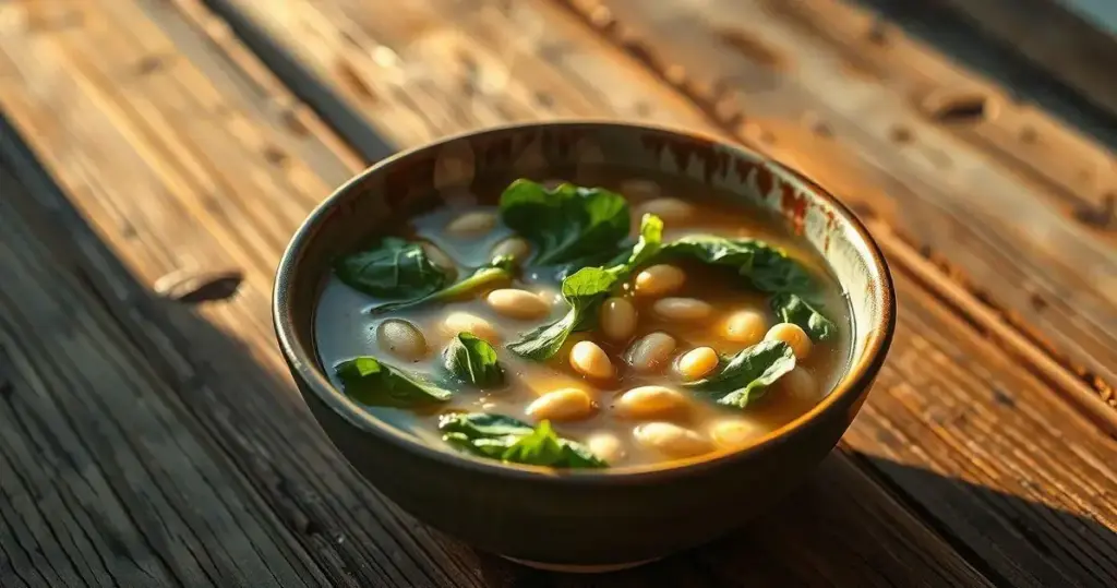 sopa de escarola com feijão branco