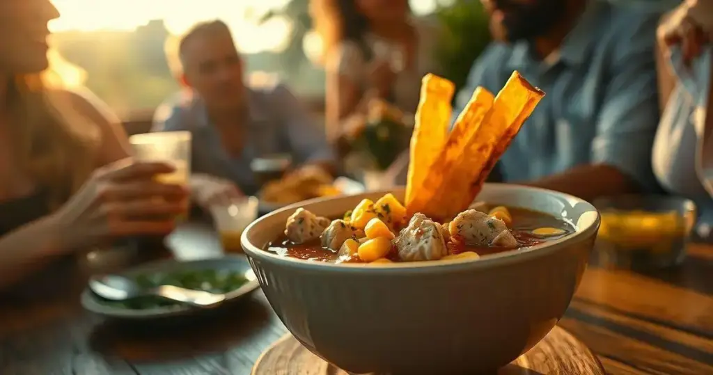 sopa de frango com milho e batata palha