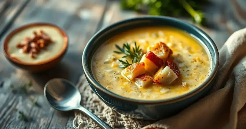 sopa de grão de bico com bacalhau