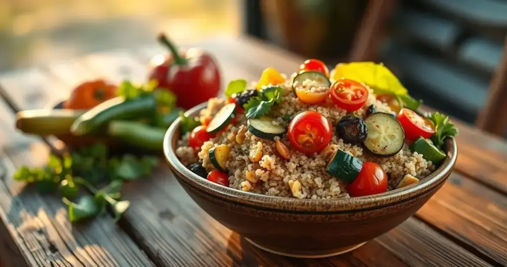 salada com quinoa e legumes