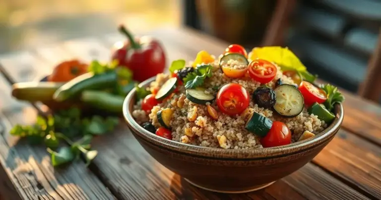 salada com quinoa e legumes