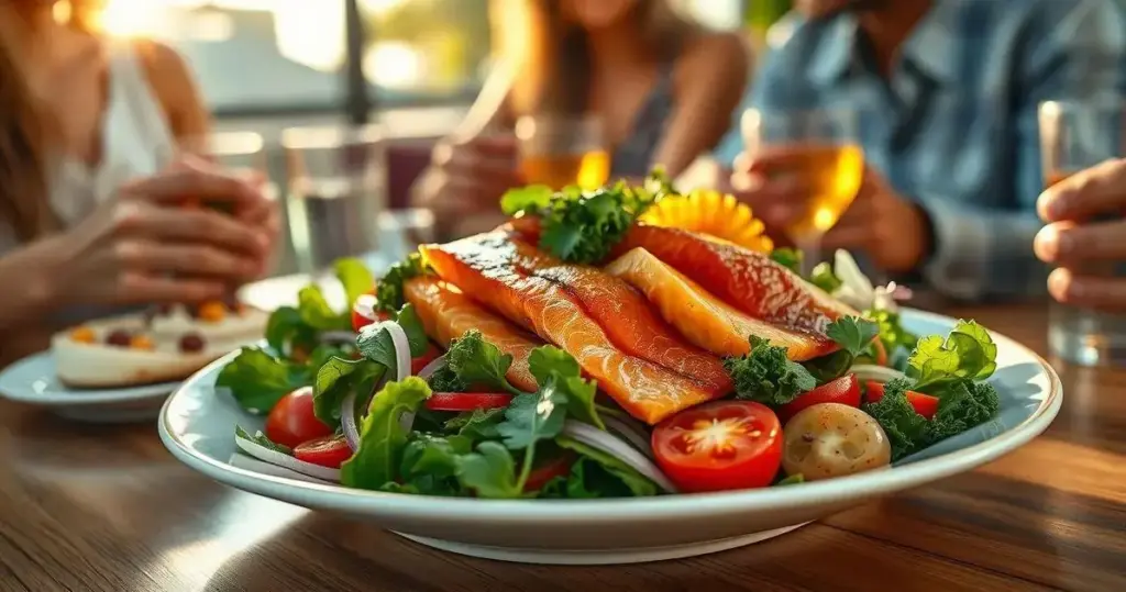 salada com salmão defumado