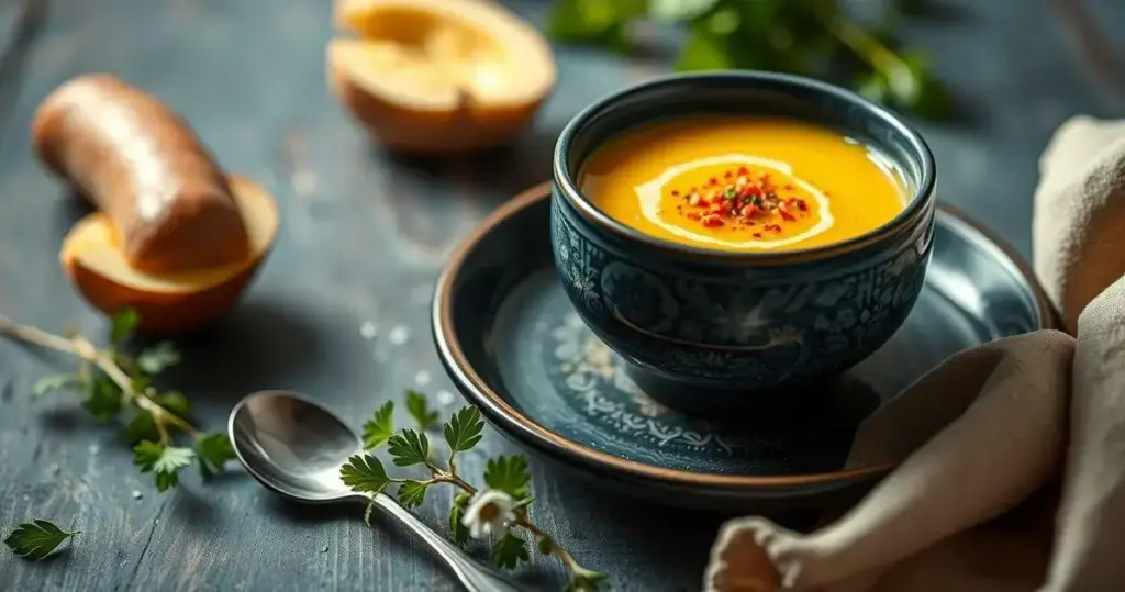 sopa de batata doce com gengibre