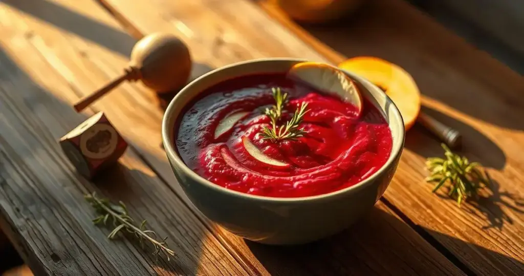 sopa de beterraba com maçã