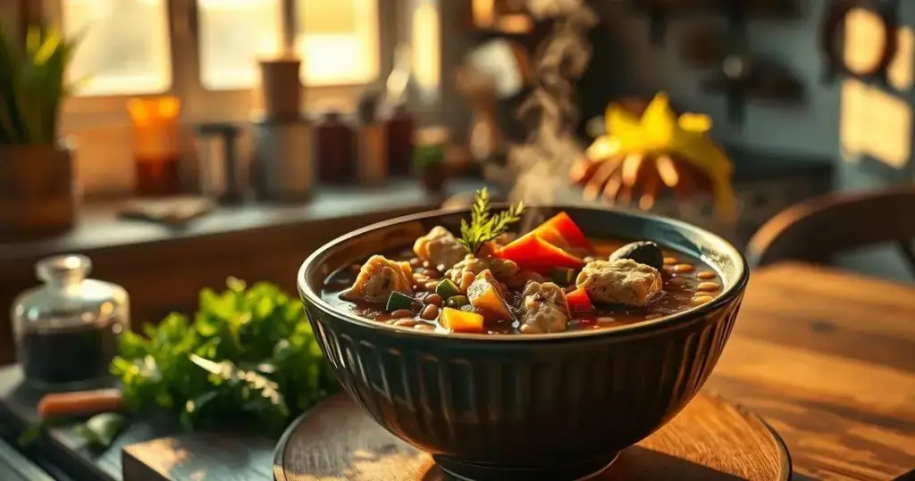 sopa de lentilha com legumes e frango