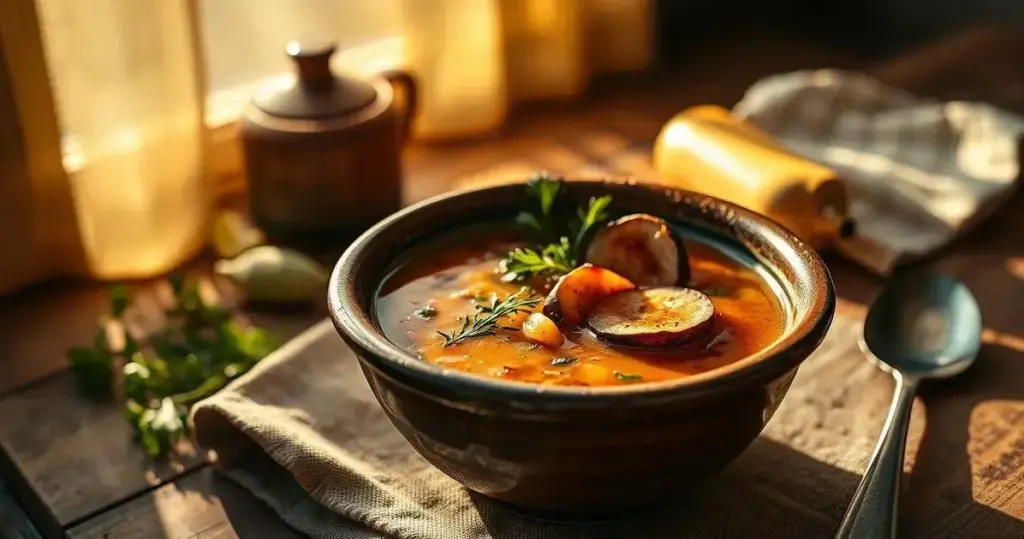 sopa de mandioquinha com calabresa