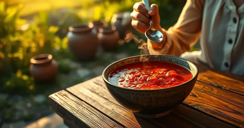sopa de tomate com pimentão assado